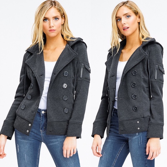 BellanBlue Jackets & Blazers - Cozy Charcoal Button Down Hoodie Jacket Coat